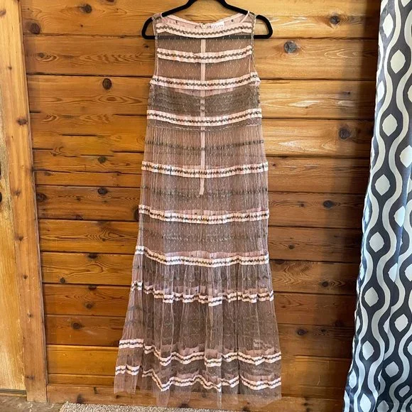 RED Valentino Point d'esprit tulle Pink Sheer Maxi Dress - Picture 1 of 11